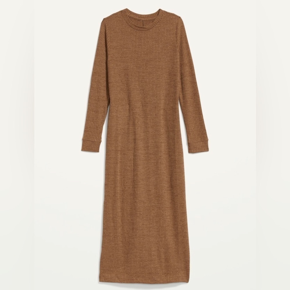 NWOT! Women's Night Owl Rib-Knit Long-Sleeve Maxi Shift Dress - MULTIPLE  🍭